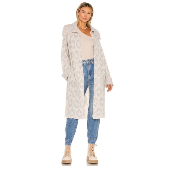 Free People Sweaters - NWOT RARE Free People Like A Diamond Sweater Coat Icy Diamond Combo SZ L